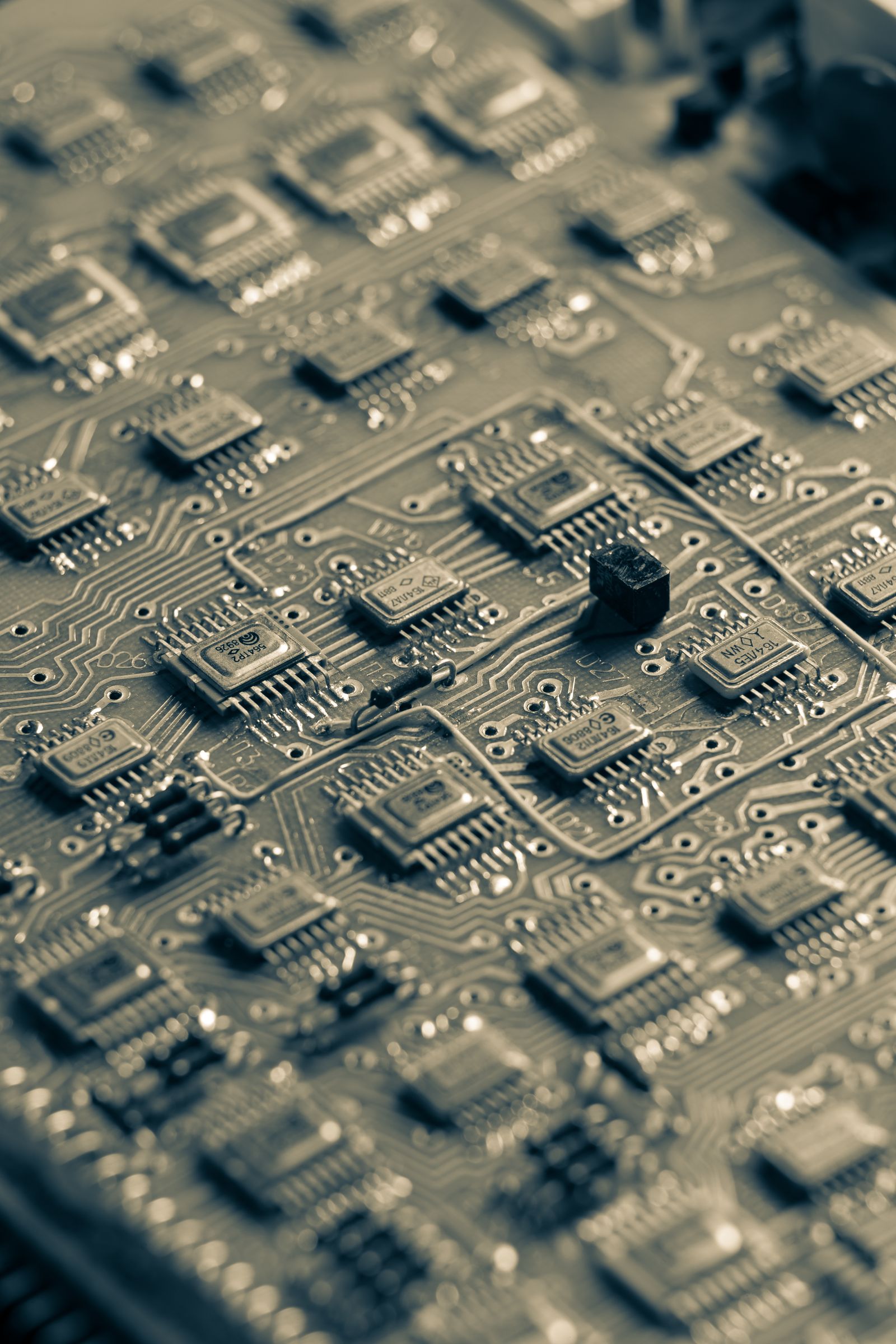 A close view of computer chips and circuitry